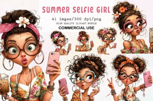 Download Quirky Woman Summer Selfie Clipart PNG - Art Collection