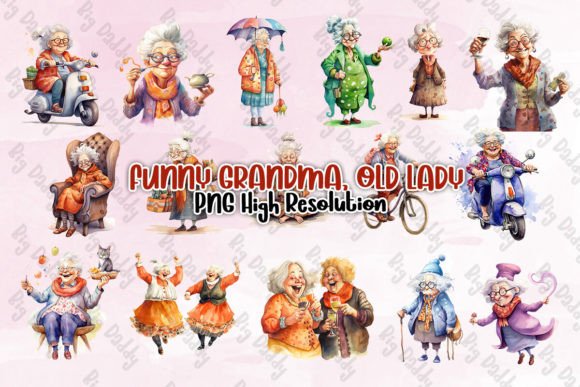 Download Funny Grandma Old Lady Clipart PNG - Art Collection