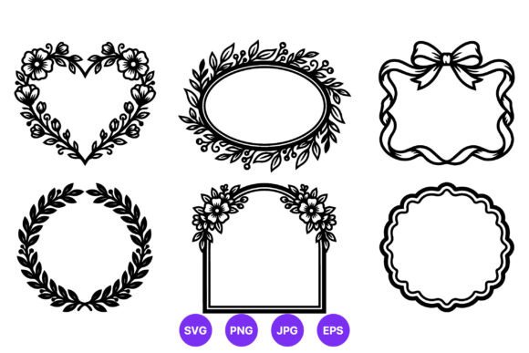 Download Floral Leaf Heart Ribbon Bow Frames - Art Collection