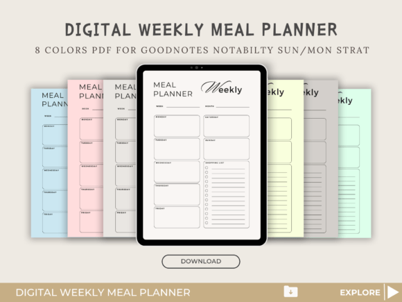 Download Digital Weekly Meal Planner, Goodnotes - Meal Collection