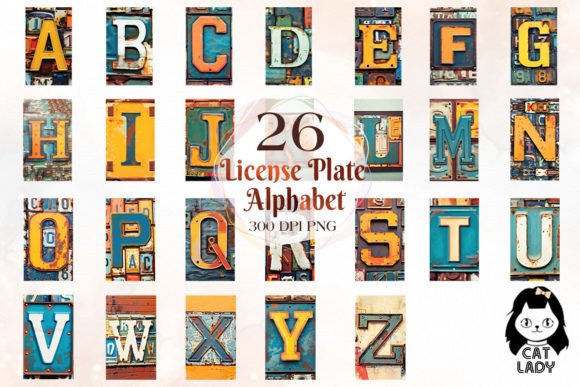 Download Old License Plate Alphabet Clipart - Art Collection