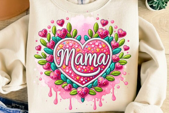 Download Embroidered Mama Flower Heart Png - Art Collection