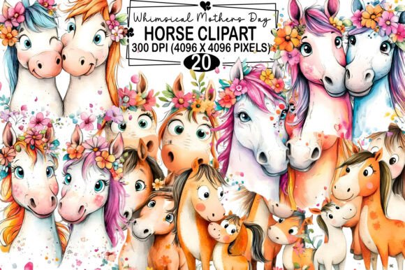 Download Whimsical Mothers Day Horse Clipart Png - Mothers day Collection