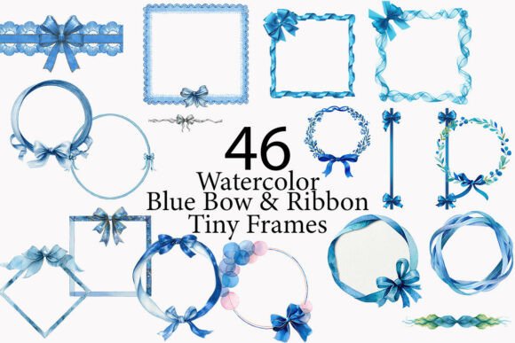 Download Blue Bow Frame Watercolor Clipart  - Art Collection