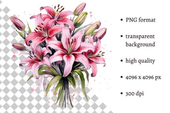 Download Watercolor Pink Tiger Lilies Clipart - Art Collection