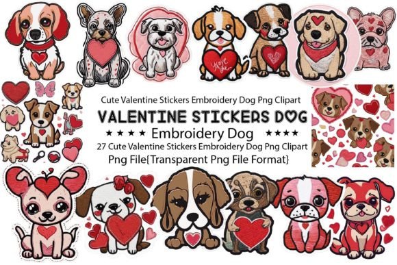 Download Cute Valentine Stickers Embroidery Dog - Premium Resources