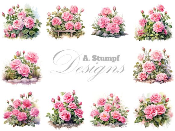 Download Pink Roses Clipart Set Watercolor Flower - Art Collection