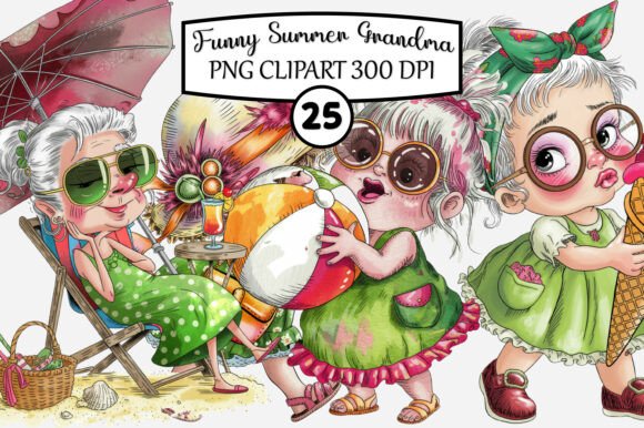 Download Whimsical Funny Summer Grandma Clipart - Art Collection