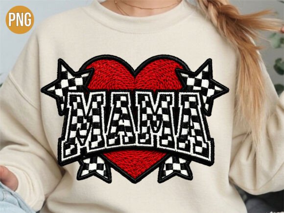 Download Mama Heart Checkered Embroidery PNG - Art Collection