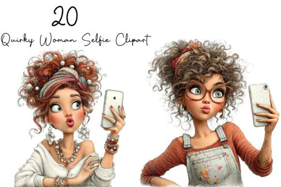 Download Quirky Woman Selfie Clipart PNG - Art Collection