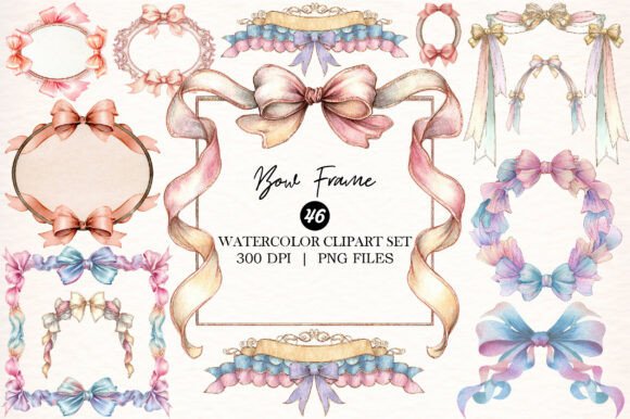 Download Watercolor Bow Frame Clipart - Art Collection