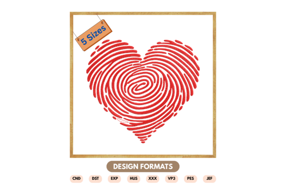Download Fingerprint Heart Embroidery Design - Art Collection