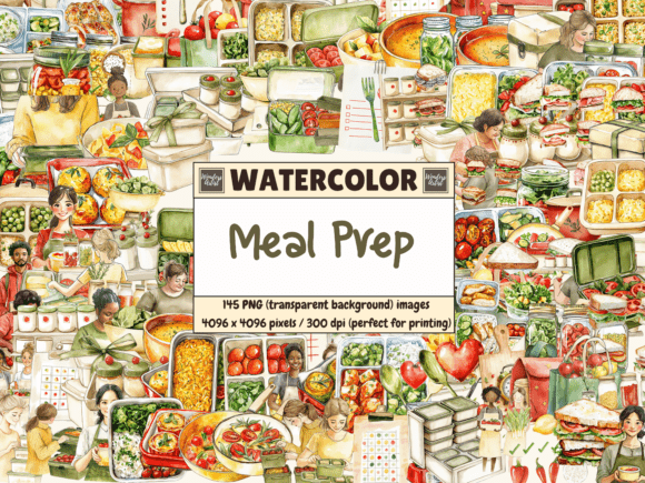 Download Meal Prep Watercolor Clipart - Meal Collection
