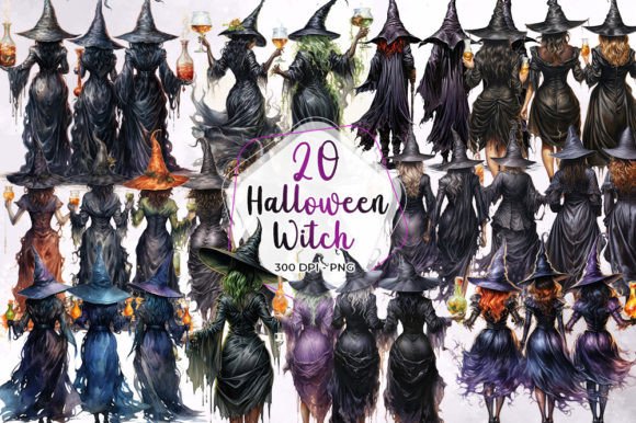 Download Back View Halloween Witch Clipart - Art Collection