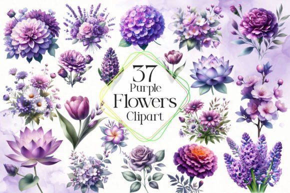 Download Purple Flowers Watercolor Clipart - Art Collection
