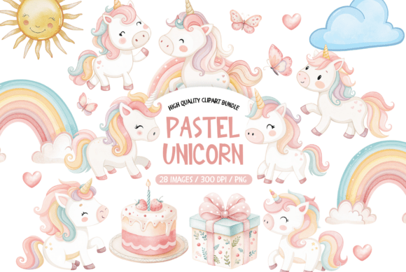 Download Pastel Unicorn Clipart Bundle Set - Art Collection