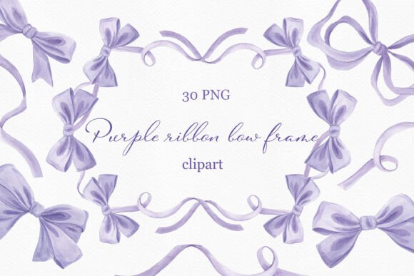 Download Purple Watercolor Bows &amp; Frames Clipart - Art Collection