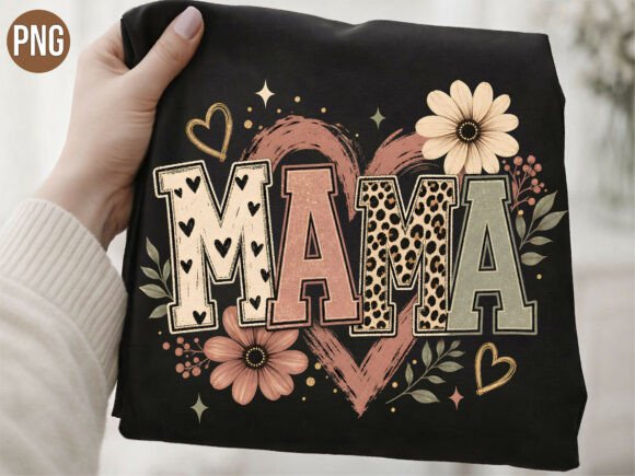 Download Retro Mama Floral Heart PNG T-Shirt - Art Collection