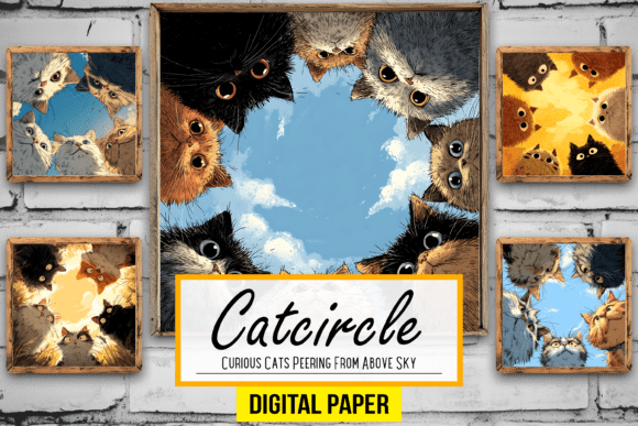 Download Curious Cats Peering from Above Sky Arts - Art Collection