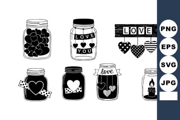 Download Love Heart Jars Romantic Design - Art Collection