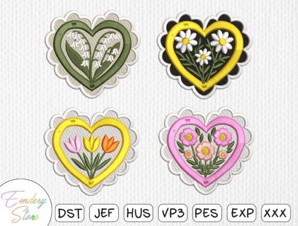 Download Floral Heart Patch Embroidery Bundle - Art Collection