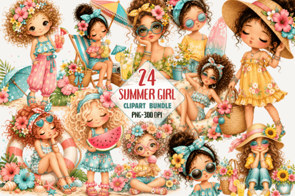 Download Summer Girl Clipart PNG Bundle Beach Png - Art Collection