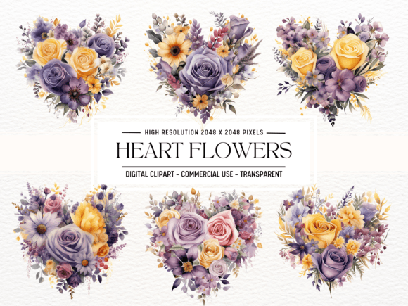 Download Lavender and Goldenrod Heart Flowers - Art Collection