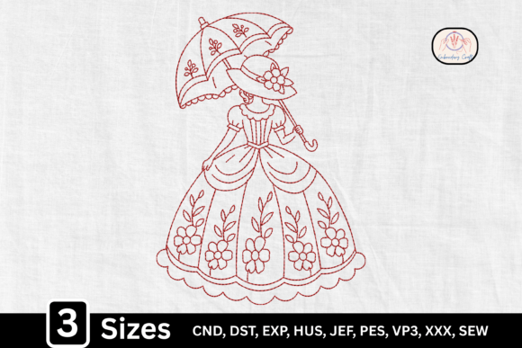 Download Floral Fashion Line Art Girl Umbrella - Art Collection