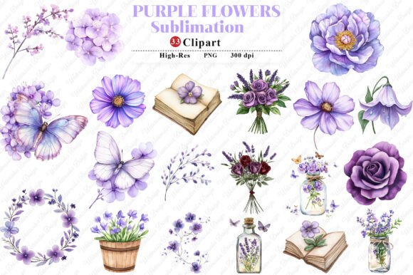 Download Purple Flowers Watercolor Flower Clipart - Art Collection
