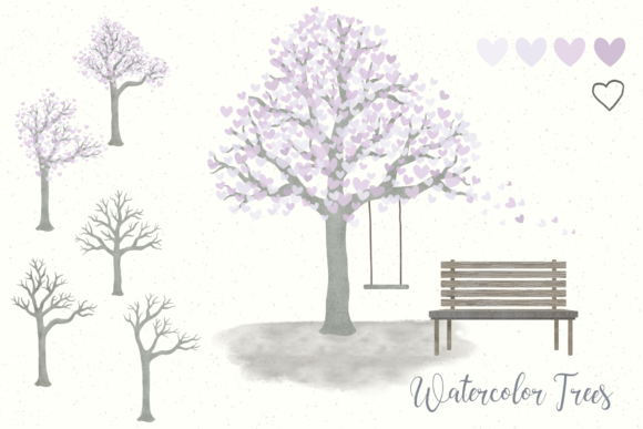 Download Watercolor Lavender Heart Tree | PNG - Lavender heart Collection
