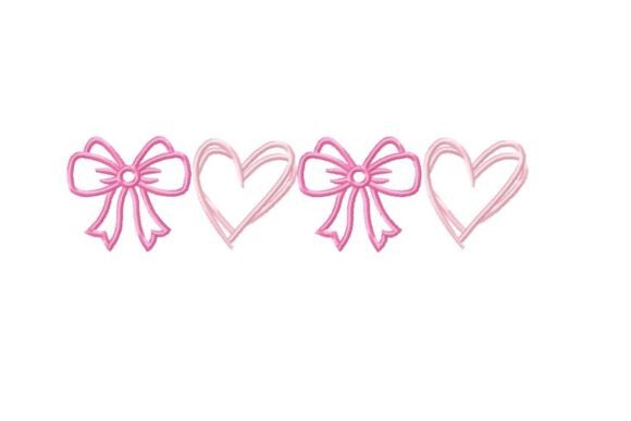 Download Bow and Heart Embroidery Design - Art Collection