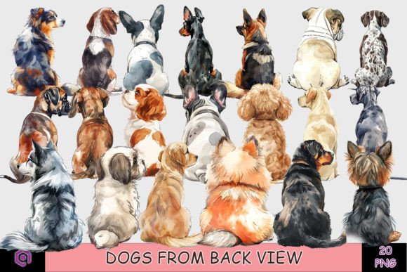 Download Dogs from Back View Clipart Bundle - Art Collection