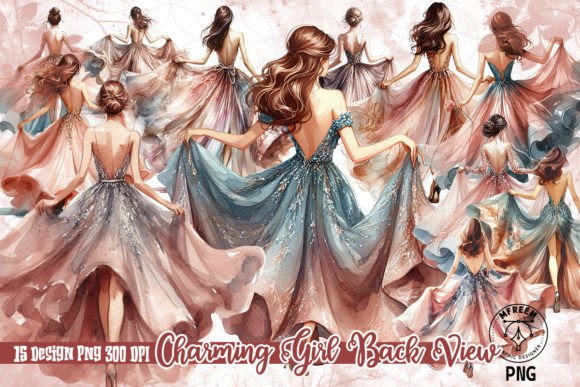 Download Charming Girl Back View Clipart PNG - Art Collection