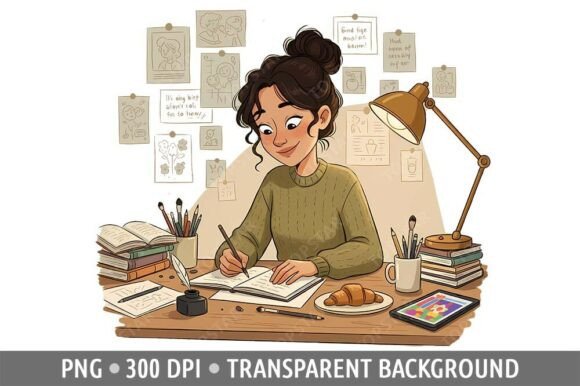 Download Girl Young Woman Doing Homework Clipart - Art Collection