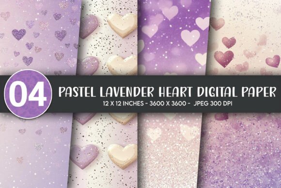 Download Pastel Lavender Heart Digital Paper - Lavender heart Collection