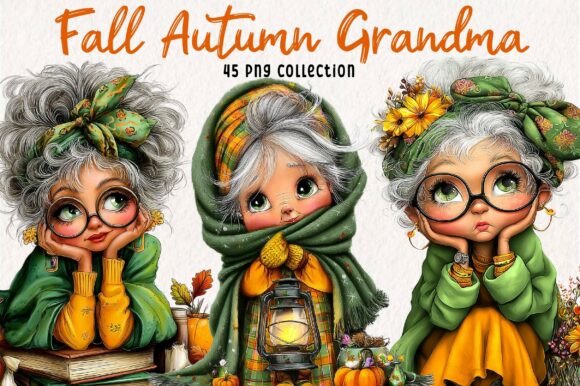 Download Whimsical Fall Autumn Grandma Clipart - Art Collection
