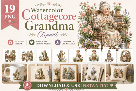 Download Watercolor Cottagecore Grandma Clipart - Art Collection