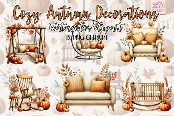 Download Cozy Autumn Decor Seasonal Clipart Set - Art Collection